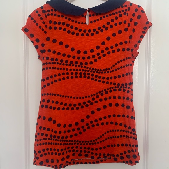 Anthro Red & Navy Dotted Peter Pan Collar Top - Picture 3 of 4